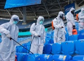 Desinfección del Gazprom Arena antes del partido Zenit - Krylia Sovetov: galería completa